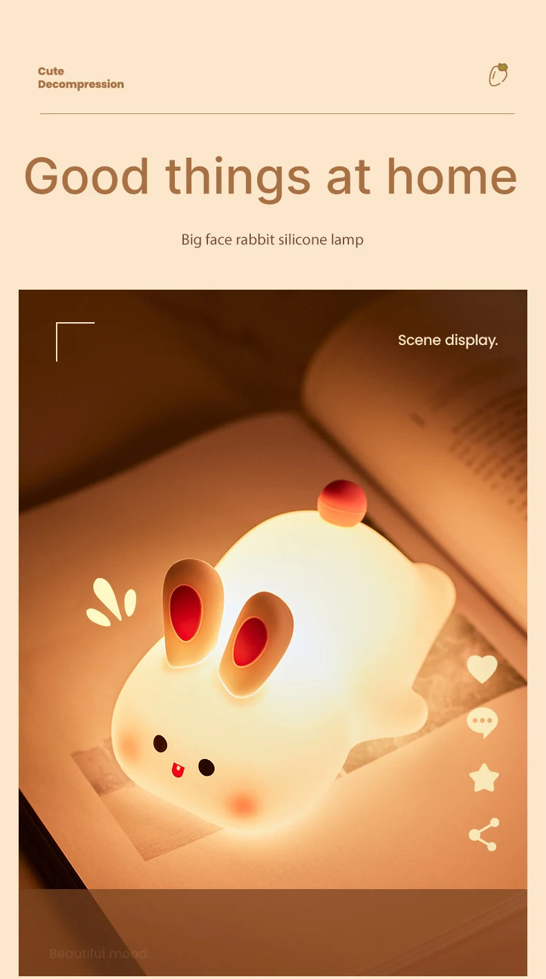 Cute Rabbit Rechargeable Silicone Night Lamp