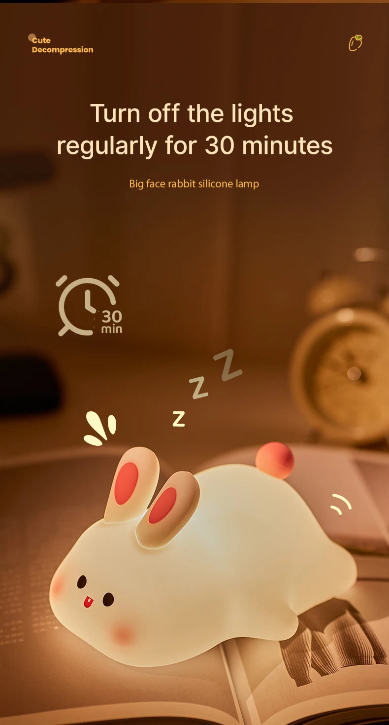 Cute Rabbit Rechargeable Silicone Night Lamp