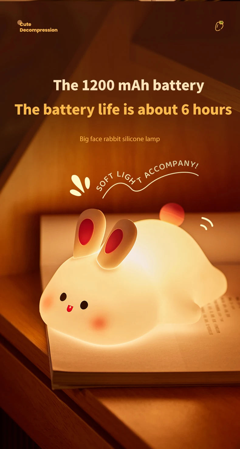 Cute Rabbit Rechargeable Silicone Night Lamp