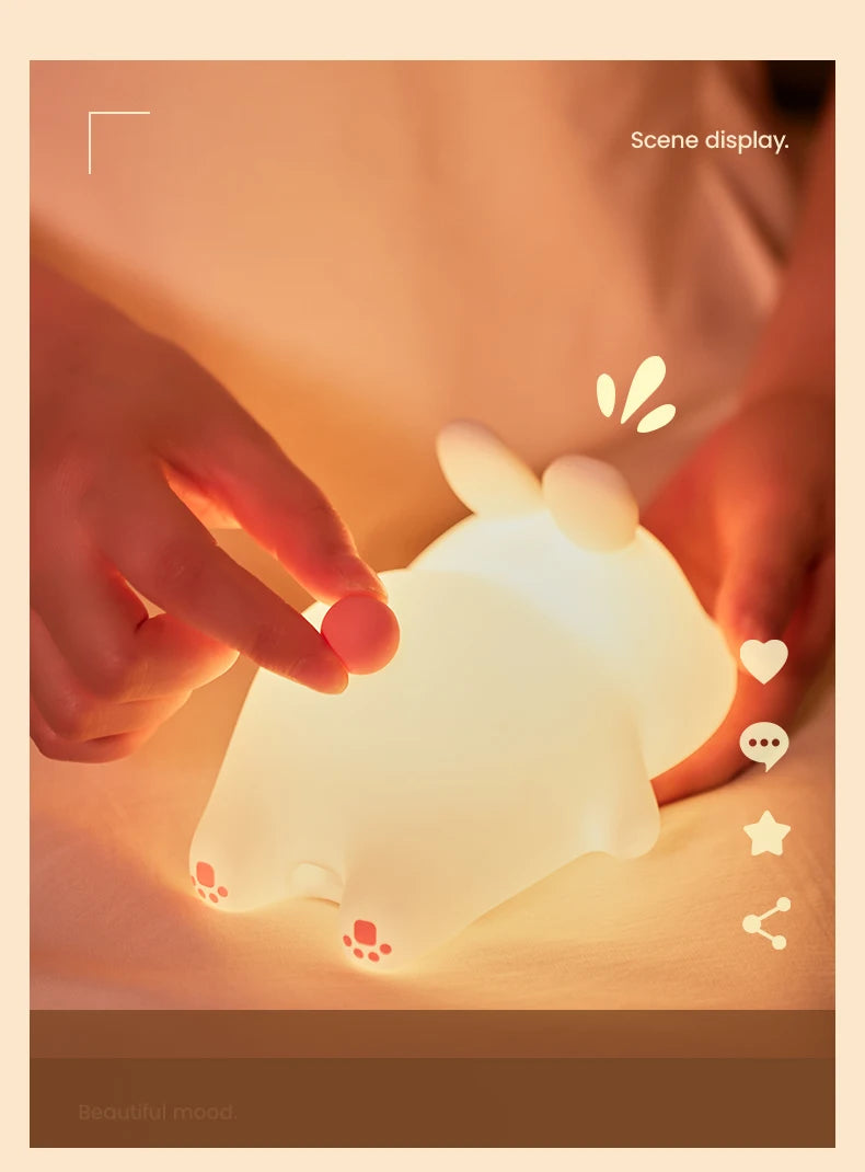 Cute Rabbit Rechargeable Silicone Night Lamp