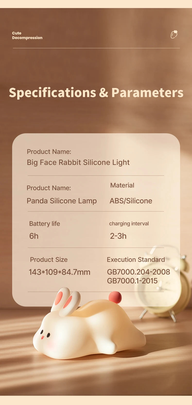 Cute Rabbit Rechargeable Silicone Night Lamp