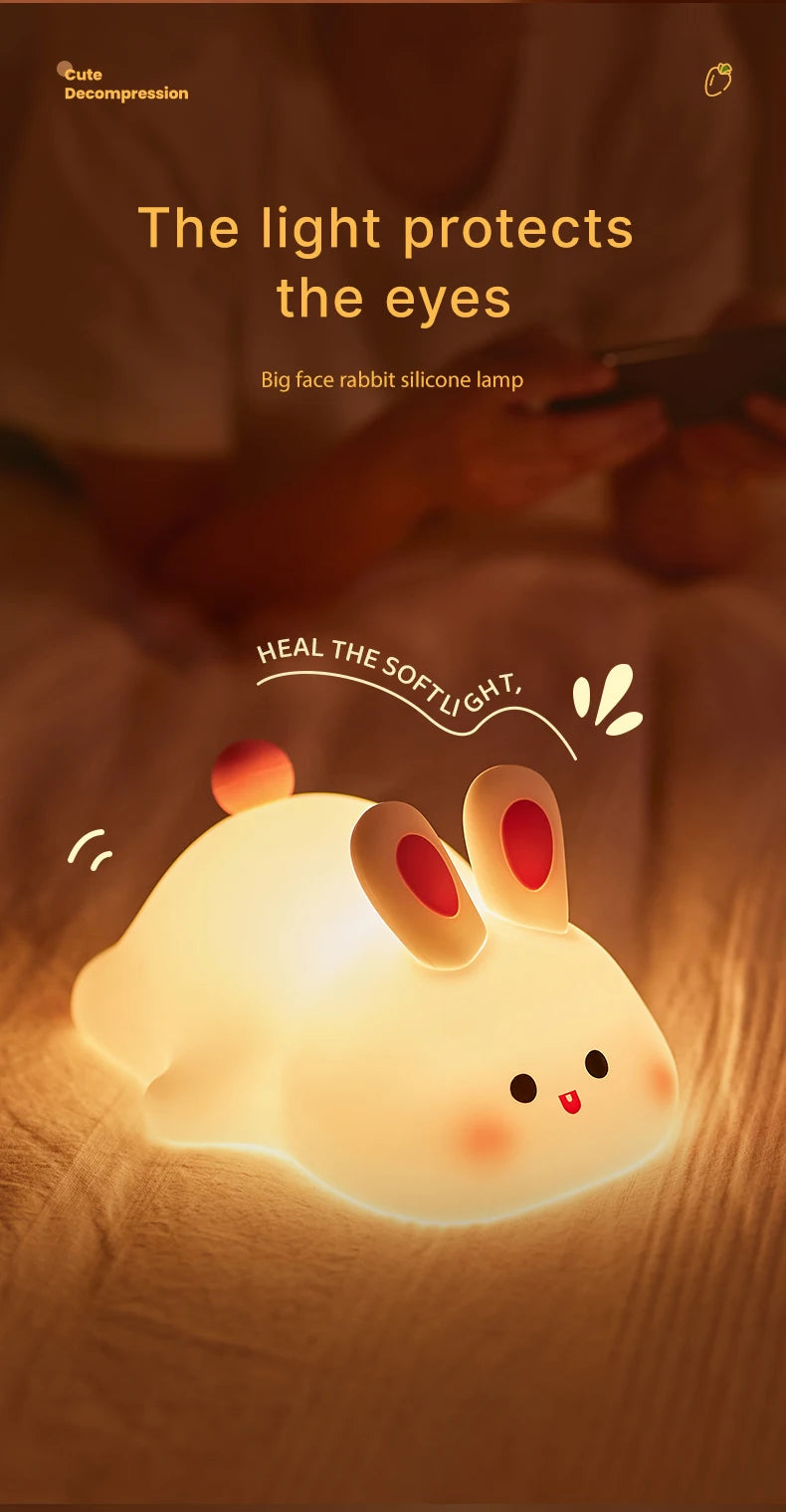 Cute Rabbit Rechargeable Silicone Night Lamp