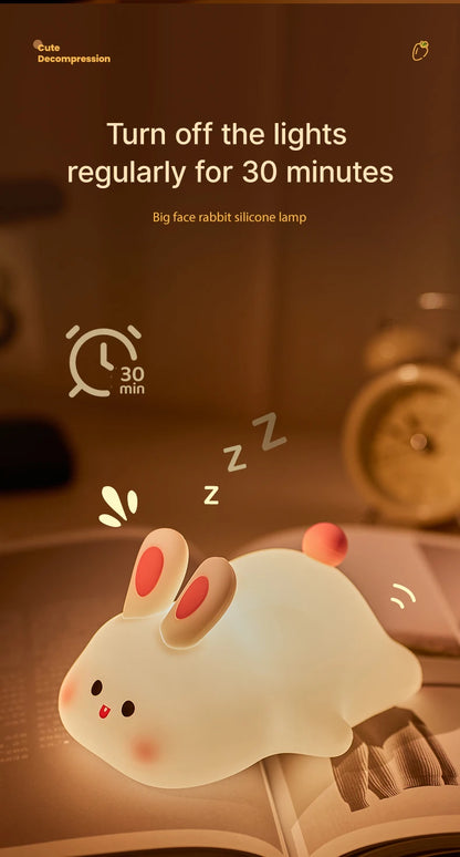 Cute Rabbit Rechargeable Silicone  Night Lamp