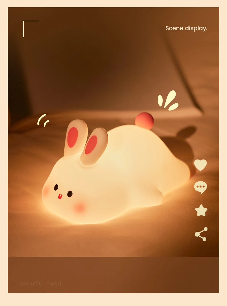 Cute Rabbit Rechargeable Silicone  Night Lamp