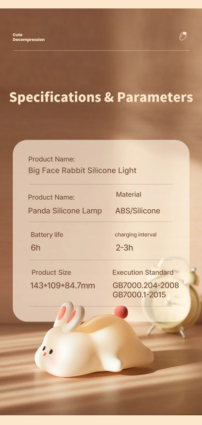 Cute Rabbit Rechargeable Silicone  Night Lamp