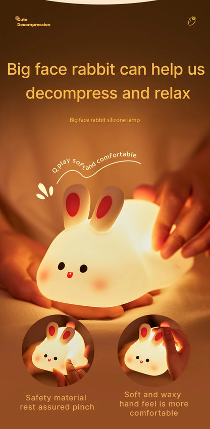 Cute Rabbit Rechargeable Silicone  Night Lamp