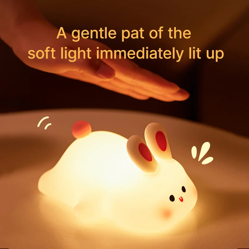 Cute Rabbit Rechargeable Silicone  Night Lamp