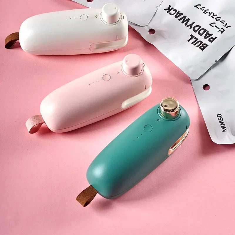USB Charging Sealing Machine Hand Pressure Portable Mini Heating Plastic Packaging Machine Handheld Vacuum Food Sealing Device