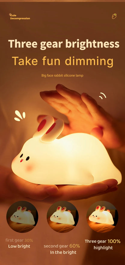 Cute Rabbit Rechargeable Silicone  Night Lamp
