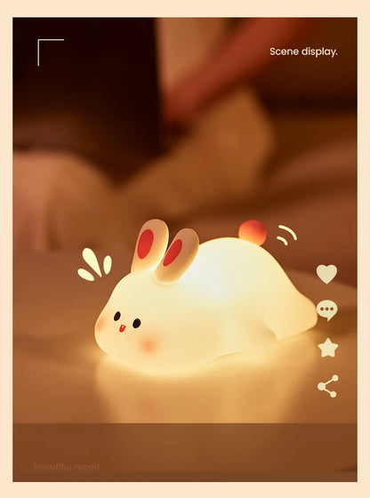 Cute Rabbit Rechargeable Silicone  Night Lamp