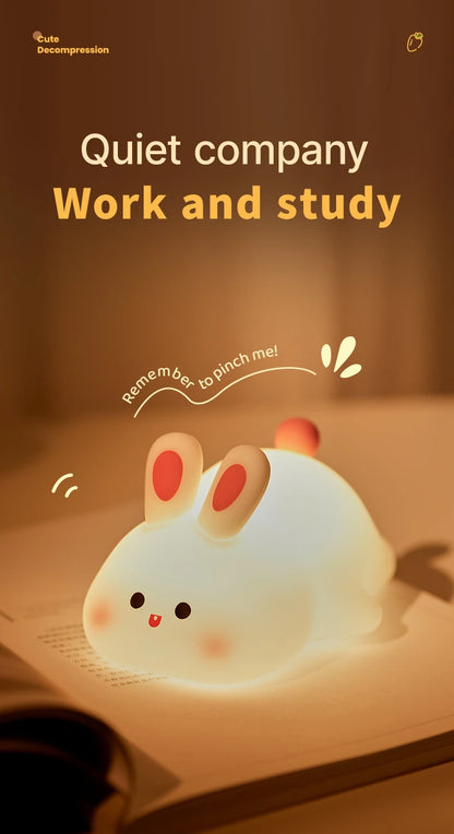 Cute Rabbit Rechargeable Silicone  Night Lamp